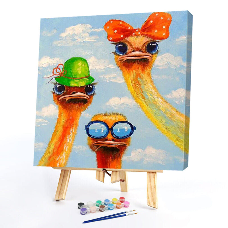 Oil Paint by Numbers Ostrich Canvas Artwork Living Room Picture Decoration