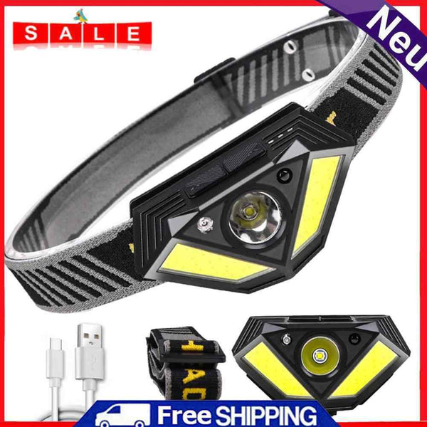 XPG+COB LED Powerful Headlamp Wave Induction Waterproof Outdoor Safety Headlight