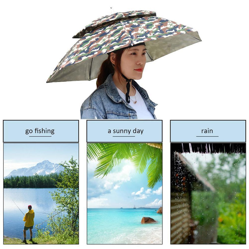 5pcs Foldable Fishing Sunshade Umbrella Hat UV Protection (Camouflage)
