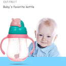Baby Cartoon Training Cup w/ Cup Strap Straw Leakproof Bottle (Pink 260ML) Newly