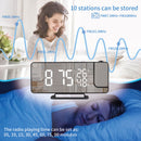 Digital Electric Radio Alarm Clock Desk Projector Mirror Time Snooze Clock Decor