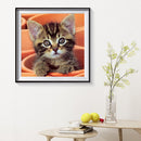 Handmade Full Square Drill 5D Lovely Cat Drawing Kit DIY Diamond Painting C