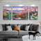 Frameless Painting By Numbers Courtyard DIY Drawing On Canvas Craft Triptych Kit