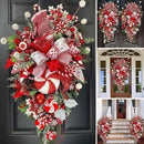 Christmas Wreath Garland Candy Cane Bow Ornament Front Door Wall Home Decor.