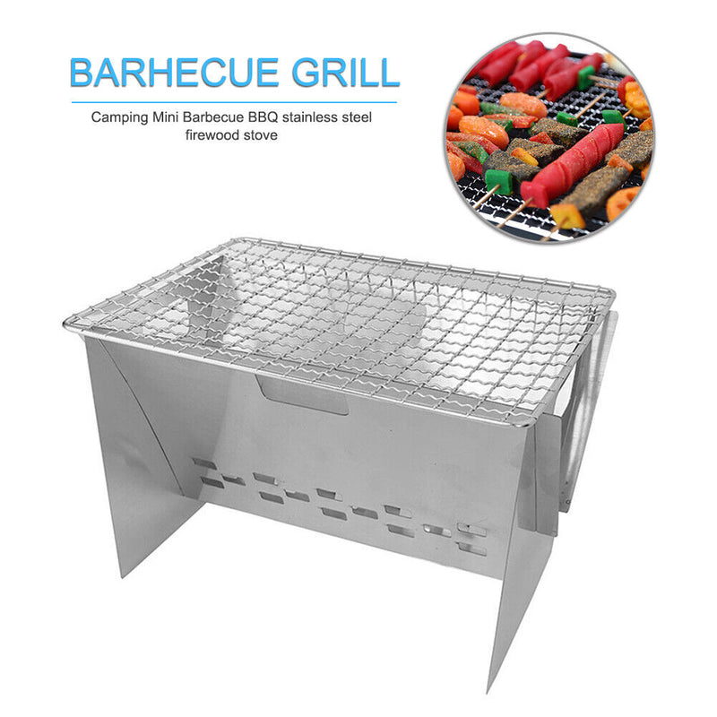 Outdoor Portable BBQ Grills Stainless Steel Small Charcoal Barbecue Wood Stove