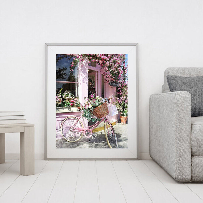 Window Bicycle Canvas Painted Oil Paint By Numbers Wall Art Modern Bedroom Decor