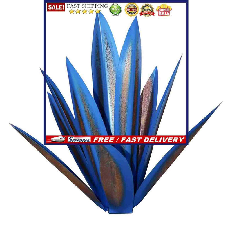 Blue Tequila Sculpture Hand Painted Metal Agave Ornaments Iron Art Plant Deco