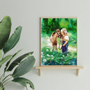 5D Round Diamond Painting Cross Stitch Donkey and Girl Full Drill Home Decor