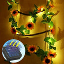 Solar Powered Sunflower Lights Outdoor Wall Fence Lamp Fairy String Lights