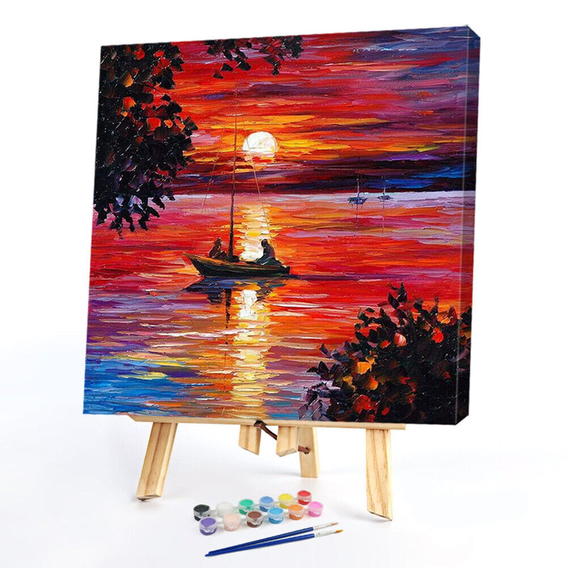Sea Sunset Oil Paint By Numbers Kit DIY Acrylic Painting on Canvas Frameles