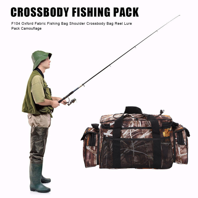 F104 Oxford Fabric Fishing Bag for Fishing Rolls Bait Shoulder Shoulder Shoulder Bag