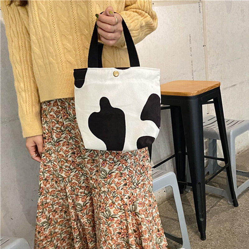 Portable Corduroy Lunch Bags Student Animal Pattern Bento Case Lunch Picnic Tote