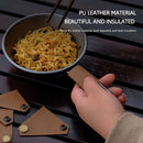 Leather Camping Bowl Gloves Triangular Buckle Handle Cover Cup Holder Sleeve