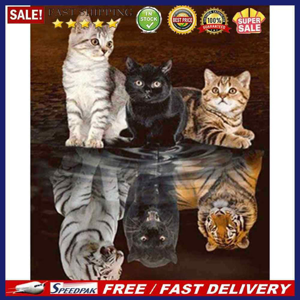 40X50cm Oil Paint By Numbers Cat Maps Out Tiger Frameless Picture Home Deco