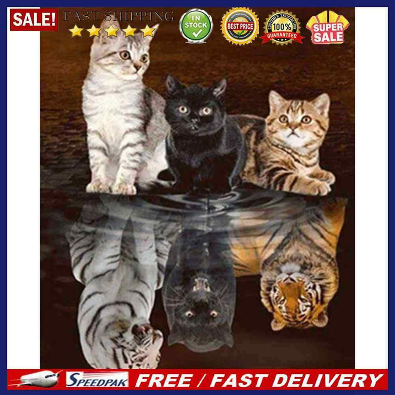 40X50cm Oil Paint By Numbers Cat Maps Out Tiger Frameless Picture Home Deco