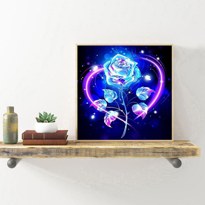 5D DIY Diamond Painted Round Diamond Blue Rose LD166
