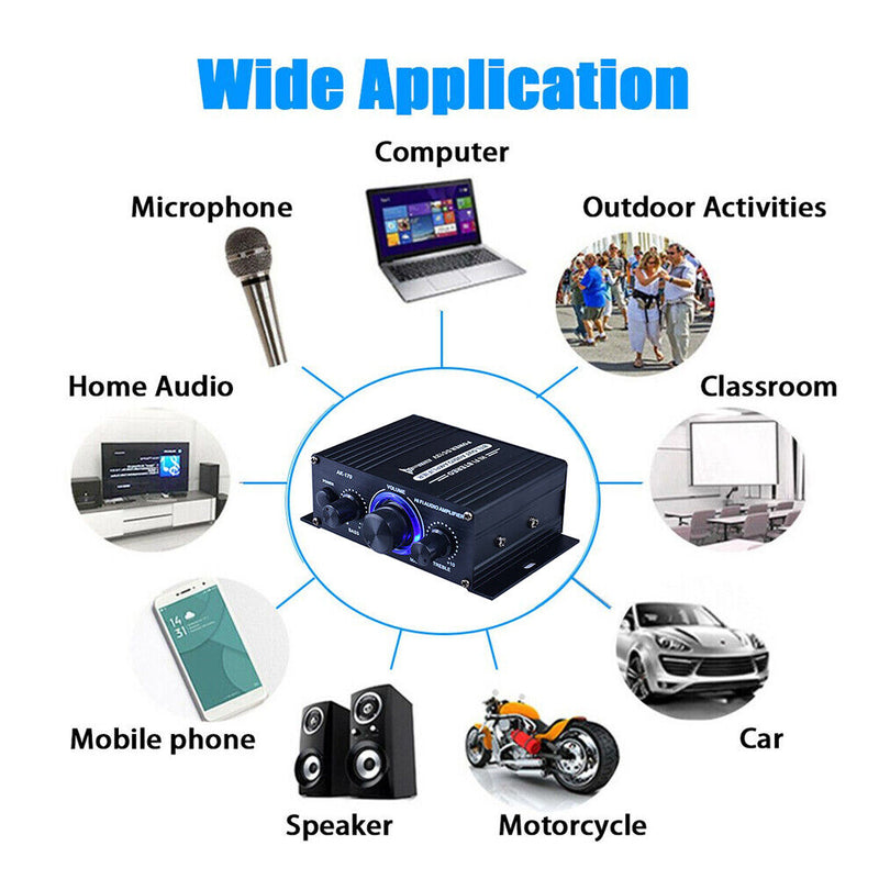 AK-170 Wireless HiFi Stereo Audio Power Amplifier 200W+200W with RCA Input Newly