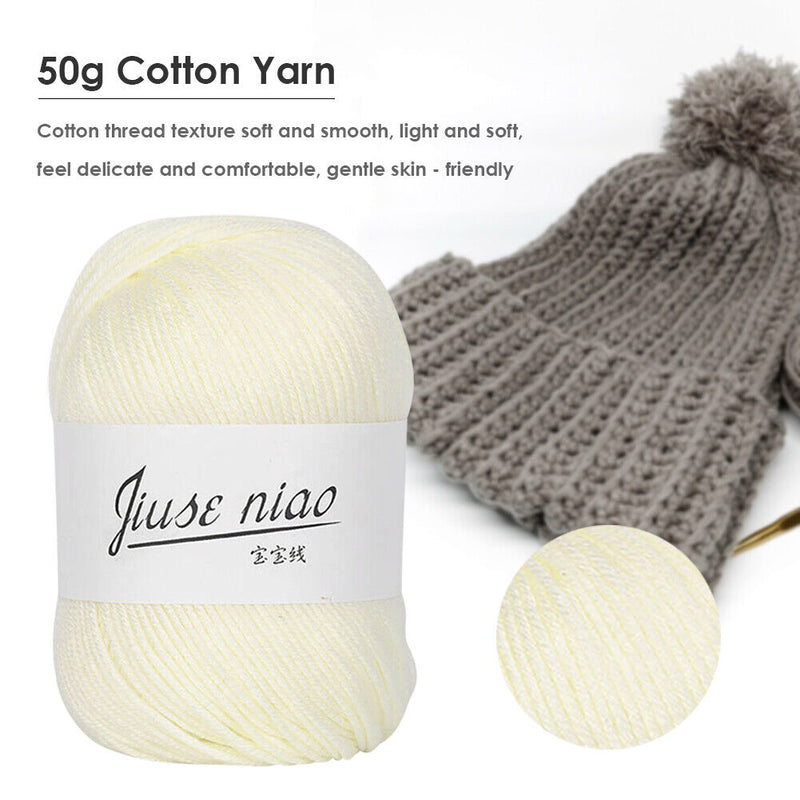 50g Pure Cotton Thin Yarn Crochet Knitting Baby Threads Soft Material DIY Too