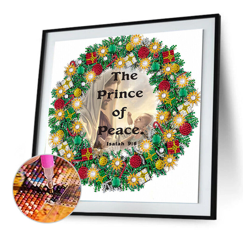 5D DIY Diamond Painted Christmas wreath Partial Special Rhinestone Set