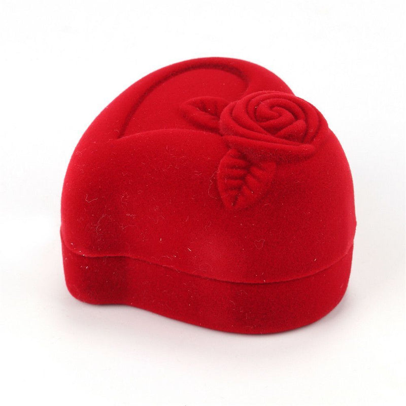 Gift Storage Engagement Jewelry Box Wedding Ring Box Red Heart Velvet Ring Box