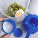 Portable Cup with Fork - Low-cal Food Container for Cereal Oatmeal (Blue) Newly