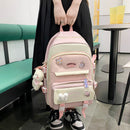 5pcs Canvas Backpacks Combo Set School Book Pack Pencil Bag Travel Work Bagpacks