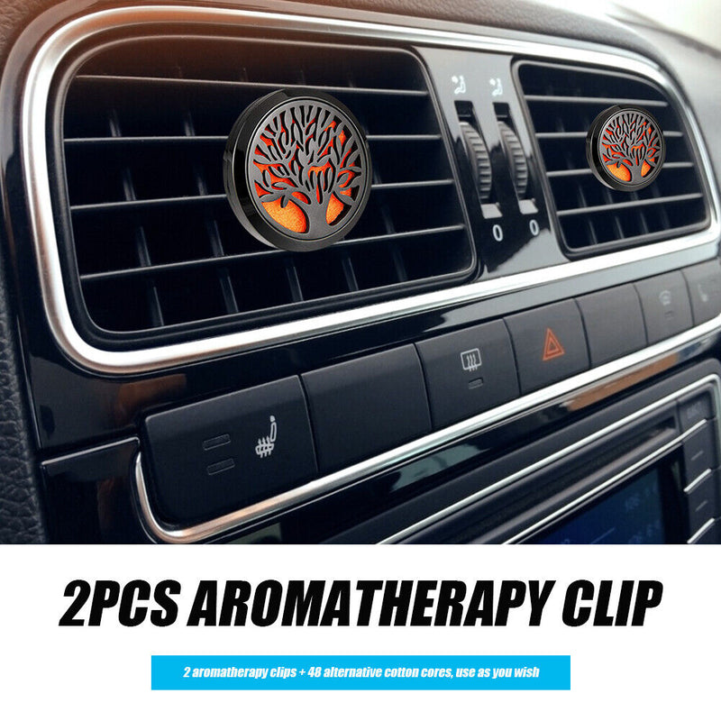 2pcs Car Air Freshener Perfume Wind Essential Oil Diffuser Clip with 48pcs Pads