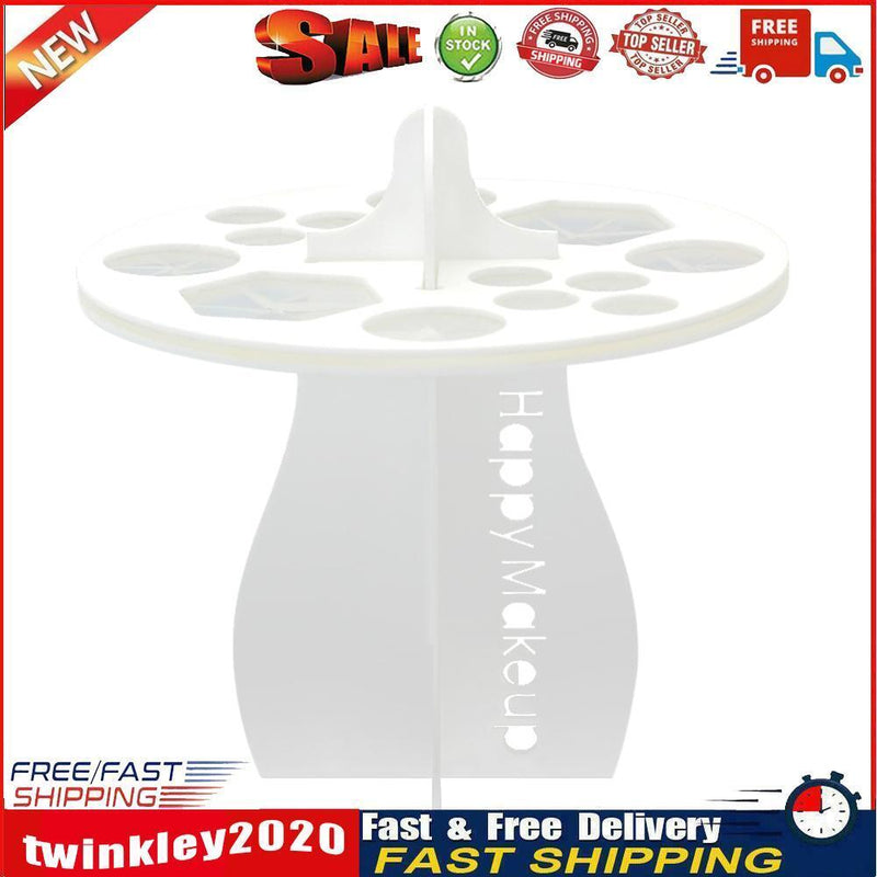 Acrylic Makeup Brush Drying Rack 14 Holes Detachable Brush Holder (White) Newly