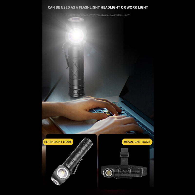 800LM Portable LED Headlight Magnetic Charging Adjustable Power Display Lights