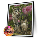 Handmade Cat in Flowers 5D DIY Full Round Drill Drawing Kit Art Diamond Paint