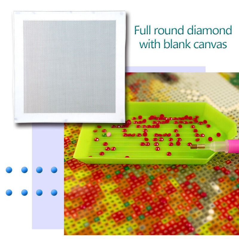 Blank Embroidery Full Round Drill Canvas DIY Diamond Painting (30x30cm) Newly
