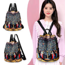 Fashion Print Multifunction Backpack Female Travel Anti-Theft Girls School Bags