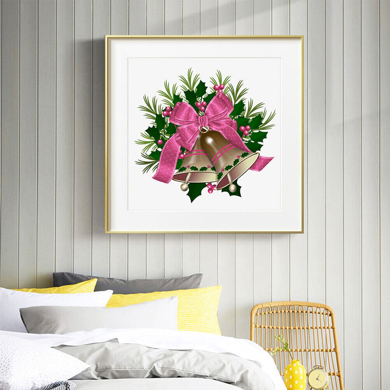 Pink Bow Bell Frameless Picture Oil Paint By Numbers Hand Painted Picture Decor