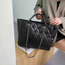 Embroidery Thread Chain Crossbody Tote Female Large Lattice Trending Handbag