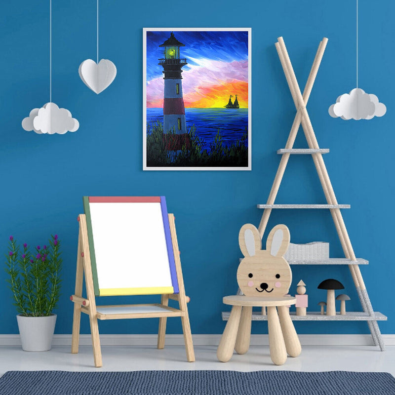 Evening Lighthouse Oil Paint By Numbers DIY Handpainted Canvas Home Decorations