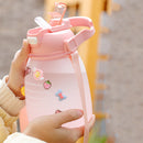 1300ml Large Capacity Cute Girl Water Bottle Plastic Straw Water Cup (Pink)