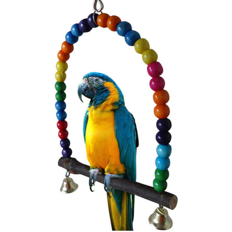 Wooden Bird Parrot Swing Toys Parakeet Cockatiel Lovebird Budgie 15cm
