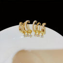 Trendy Women Jewellry Diamond Stud Sparkling Earrings Peal Ear Row Earrings
