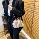 Women Plush Fur Solid Color Handbag Winter Casual Cloud Small Top Handle Bag