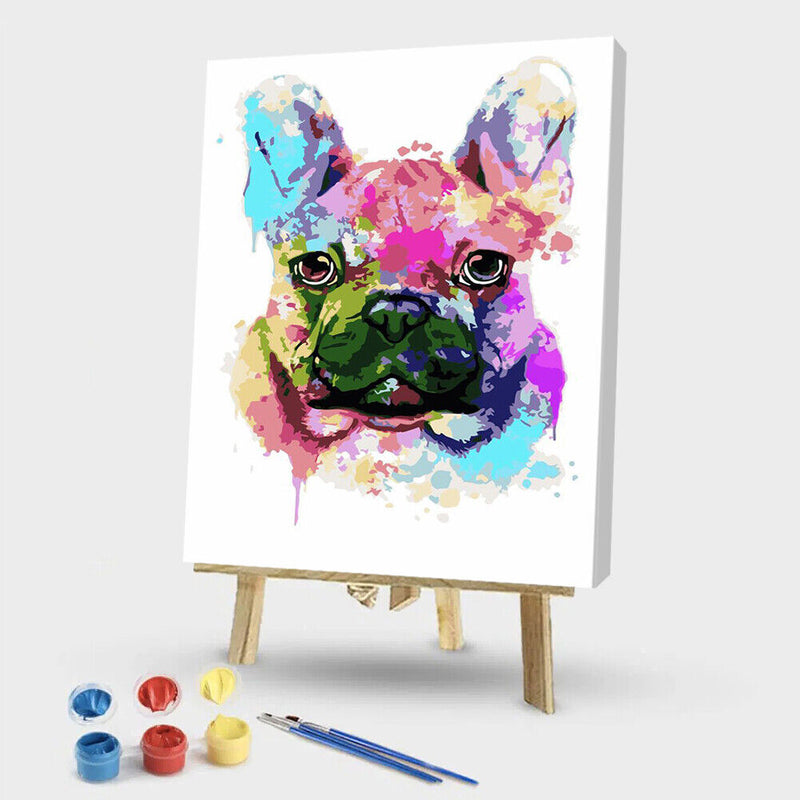 Painting By Numbers DIY Colorful Dog Canvas Oil Wall Art Picture Ornaments Kit