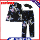2pcs Autumn Women Home Clothes Set Floral Buttons Tops Pants Suit (Black XL-2223