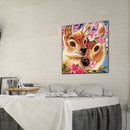 Full Round Drill Flowers Loving Deer Drawing 5D DIY Diamond Painting Kit