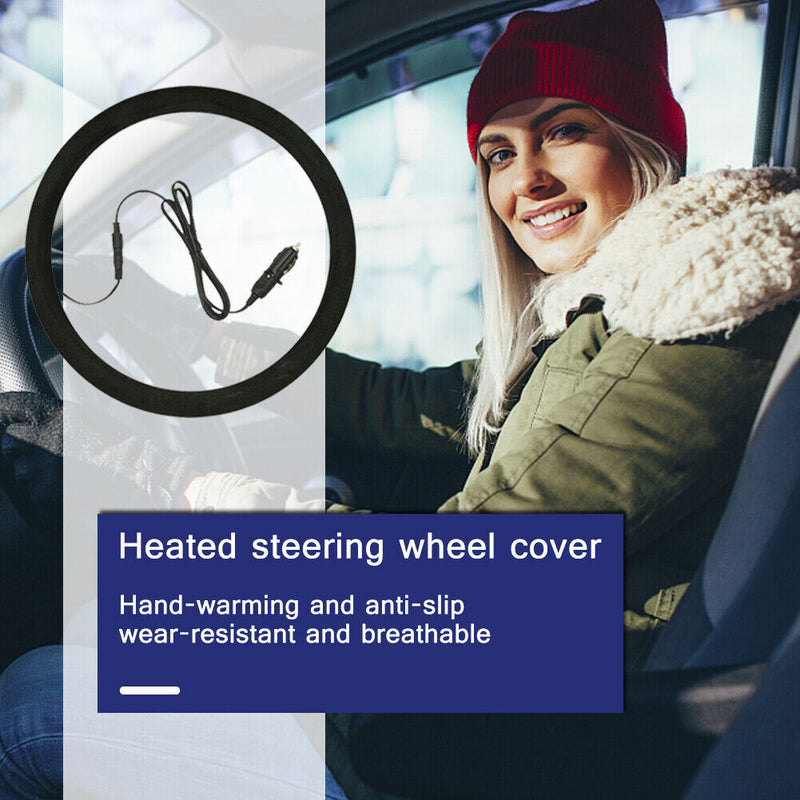 Car Heated Steer Wheel Cover Electric Heating 10W Hand Warmer Cover (Black)