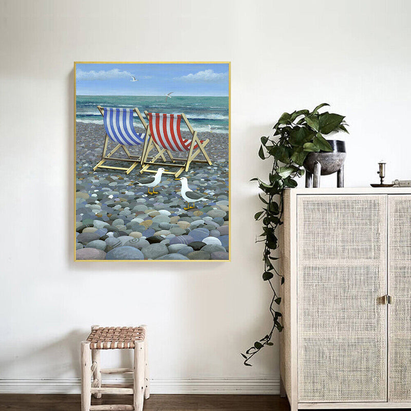 Frameless Oil Paint By Numbers Beach Chair DIY Canvas Picture Craft Kit
