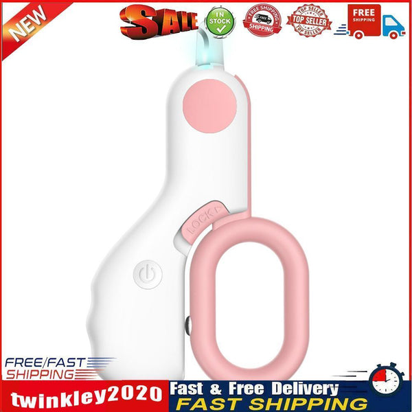 Pet Nail Clipper LED Light Dogs Cats Nail Toe Claw Cutter Scissors (Pink) Newly