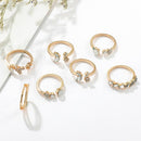7pcs/set Rhinestone Open Ring Women Butterfly Flower Finger Rings Jewelry Gift