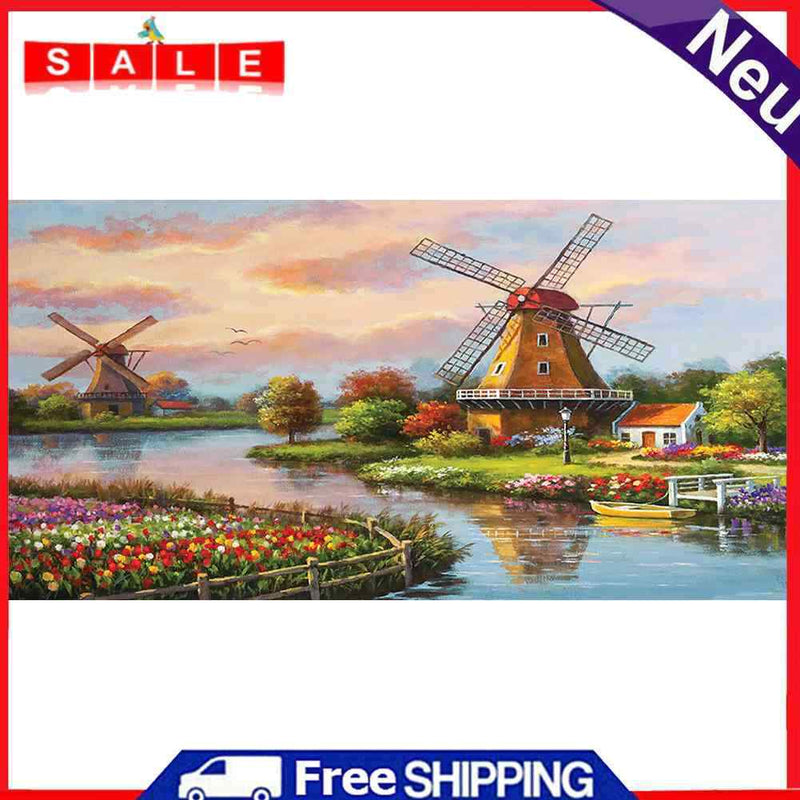 Windmill Oil Paint By Numbers Picture DIY Wall Art Drawing for Adults Children