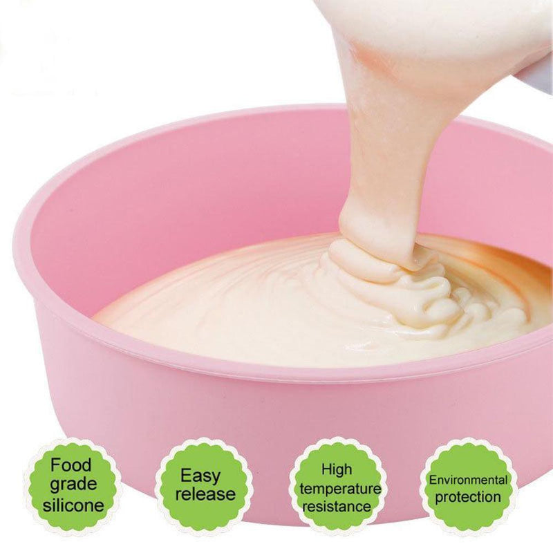 8 inches Round Silicone Non stick Cake Pan Bread Baking Mould For Kitchen G3Q8
