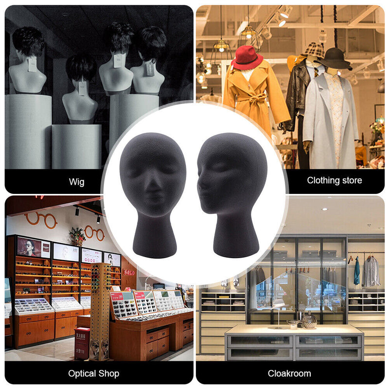 Female Styling EPS Flocking Head Mold Wig Glasses Holder Stand Rack (Grey) Newly