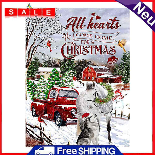 Car with Christmas Tree Oil Paint By Numbers Wall Art Craft Home Decoration Gift